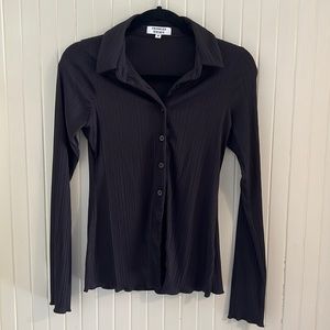 Frankie’s Bikinis Nova Plissé Long Sleeve Button Up